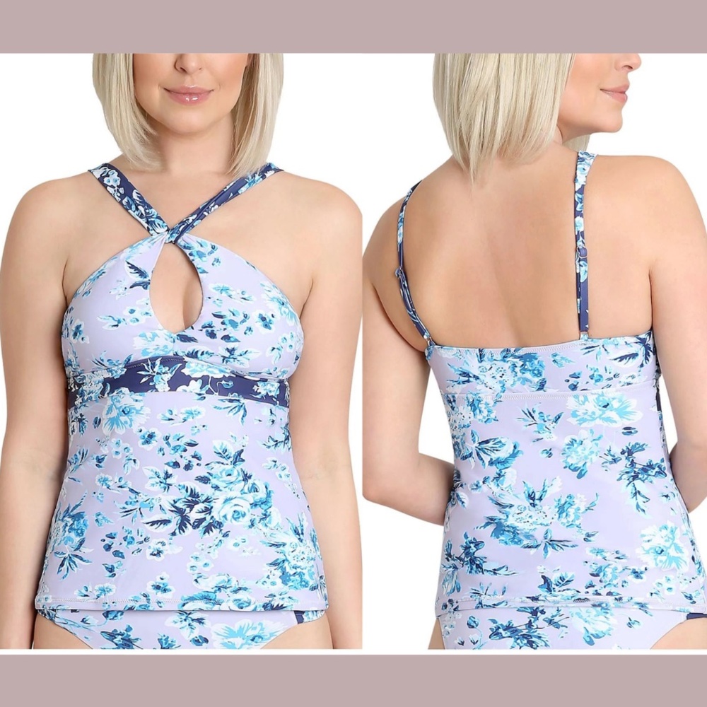 NEW Nanette Lepore [ 6 ] Maeve‎ Keyhole Midi Tankini Top in Lavender Trails